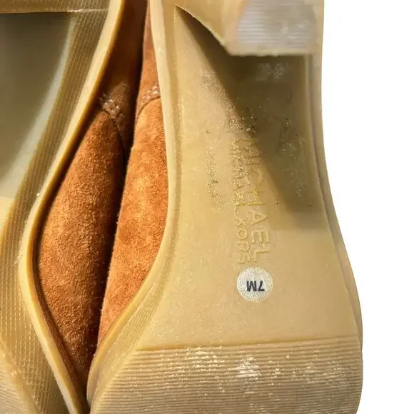 Michael Kors Womens Stiletto Heeled Tan Lace Up Suede Ankle Booties - Size 7M - Picture 9 of 12